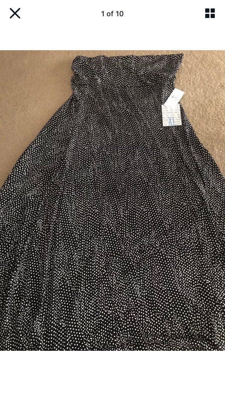 Black White Polka Dots Maxi Lularoe 6/8 Small 4/6 LLR Unicorn New NWT