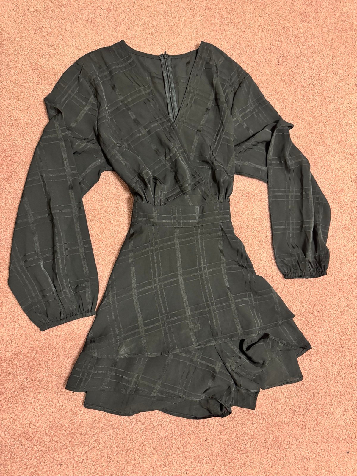 New xl black ruffle dress romper short poof sleeve boho bow long