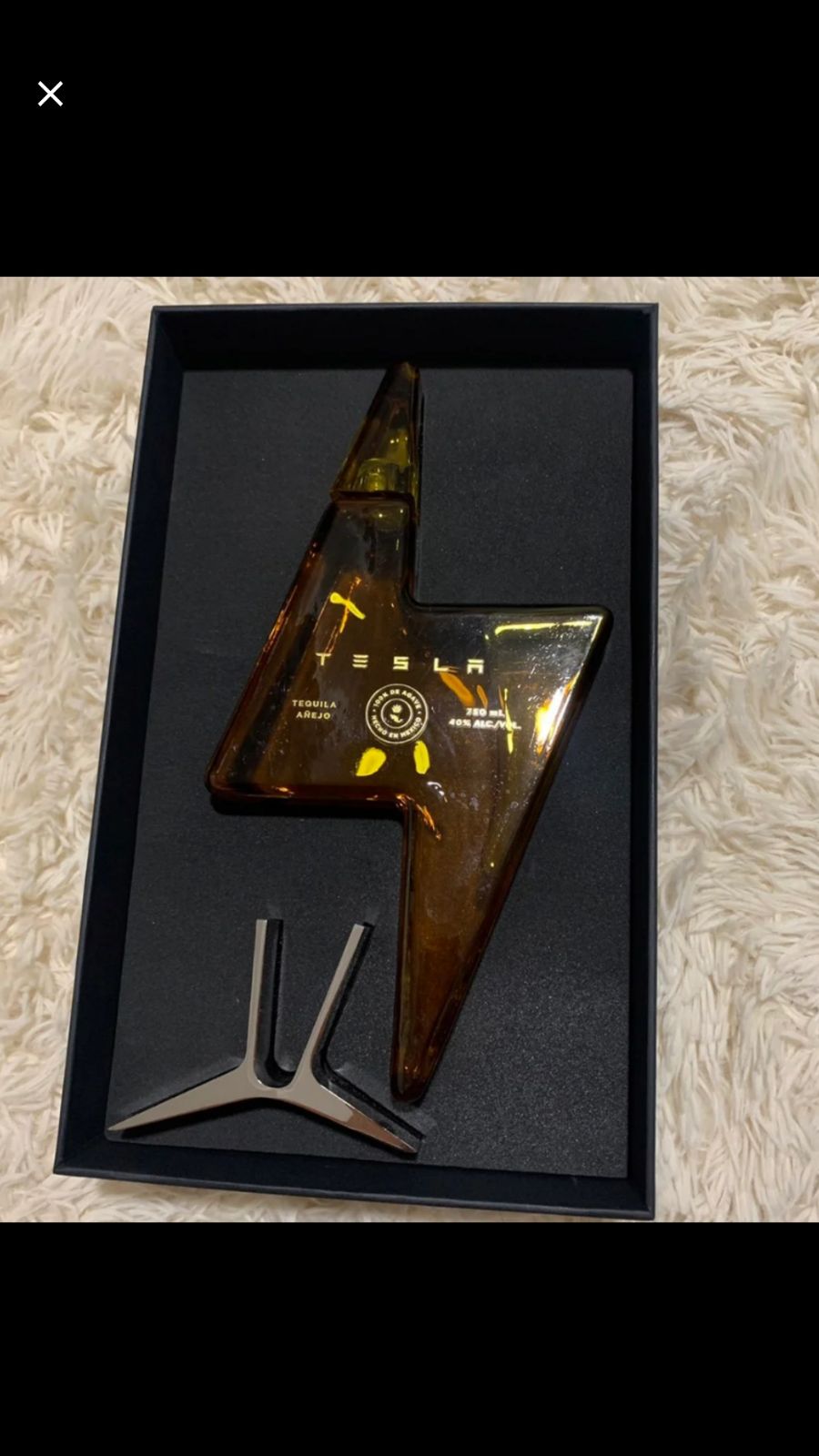 Tesla Tequila EMPTY Bottle with stand