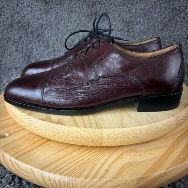 Pronto Uomo Firenze Cap Toe Leather Derby Mens 9 Brown Dress Shoe Made in Italy