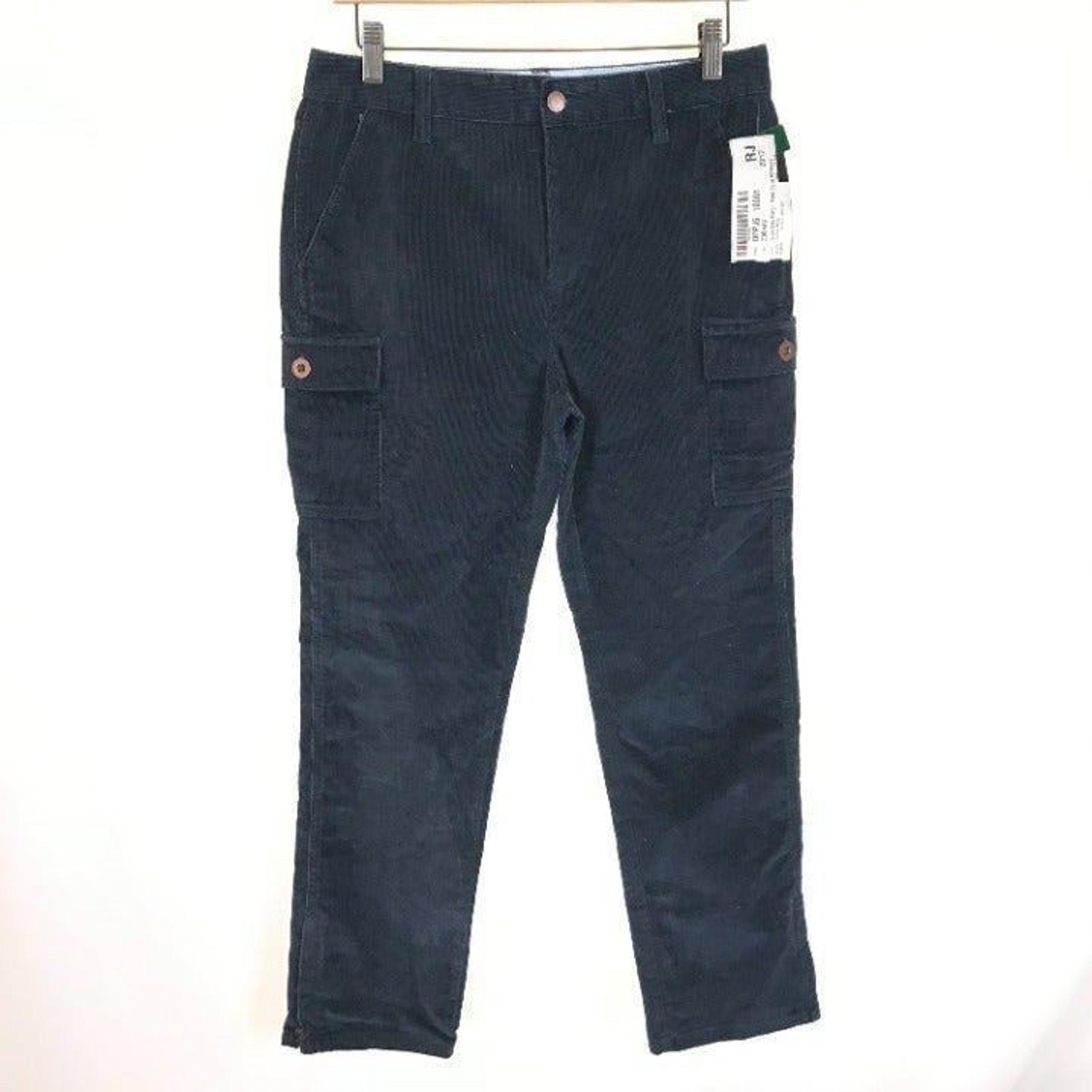 NWT Womens Petite Size 10 10P LL Bean Carbon Navy Slim Leg Cargo Corduroy Pants