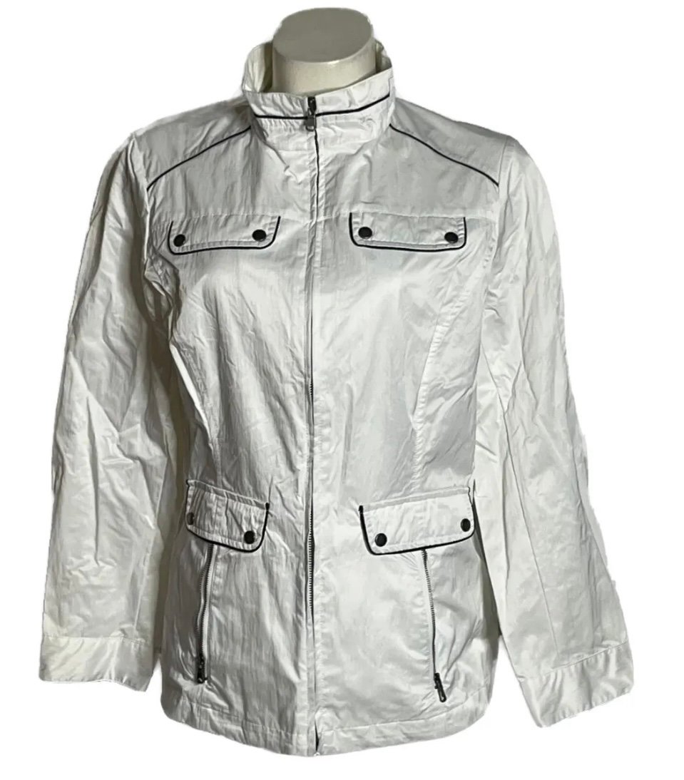 Chico's Zenergy White Lightweight Zip Up Jacket with Pockets. Size 1, M