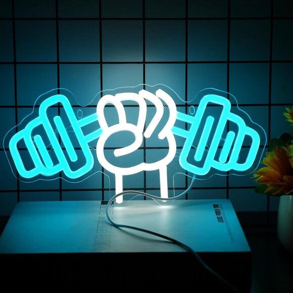 New Dumbbell Neon Sign Led Light Up Signs for Wall Decoration Gym Decor