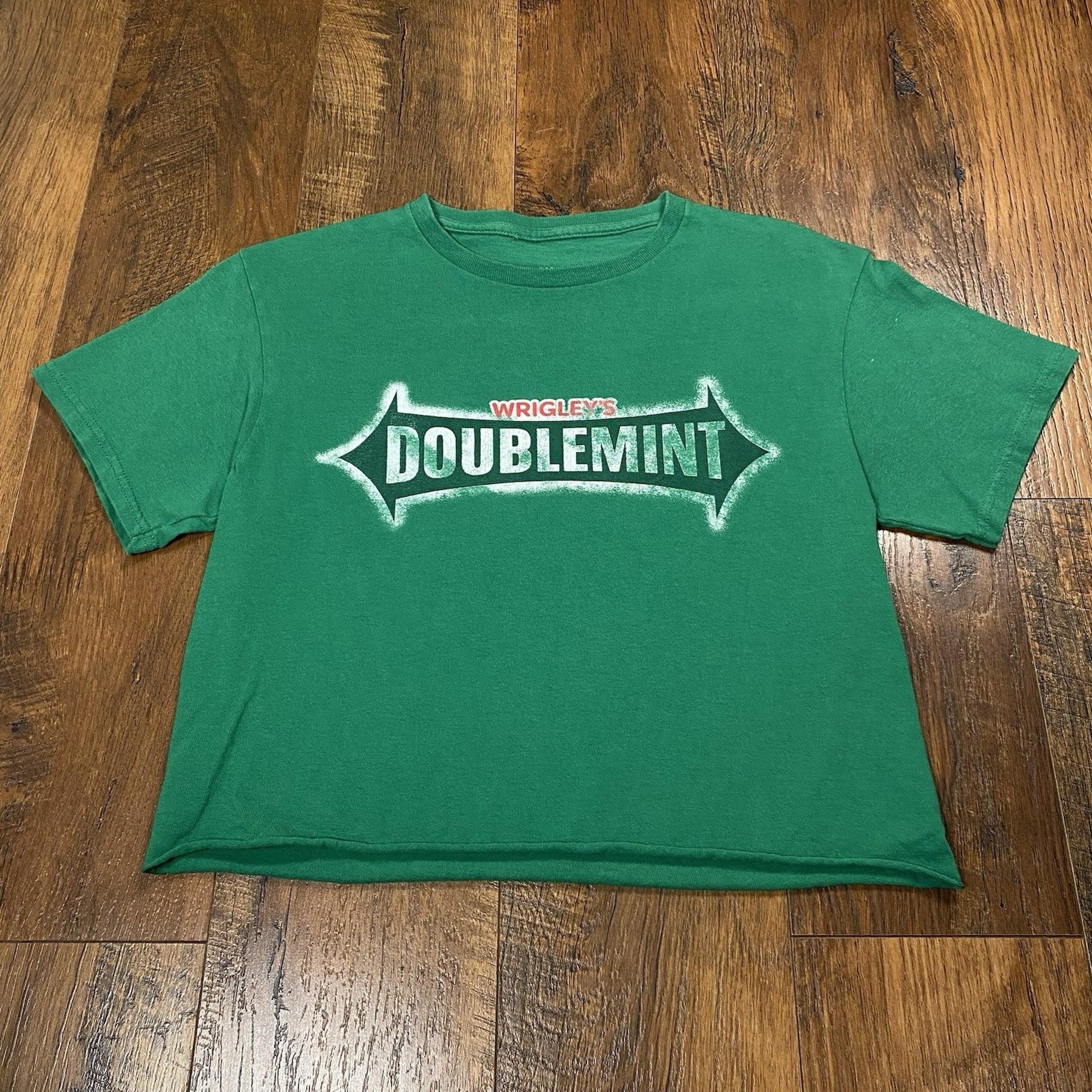 Wrigley's Doublemint Cropped Women’s Graphic Tee Shirt Size Small Green