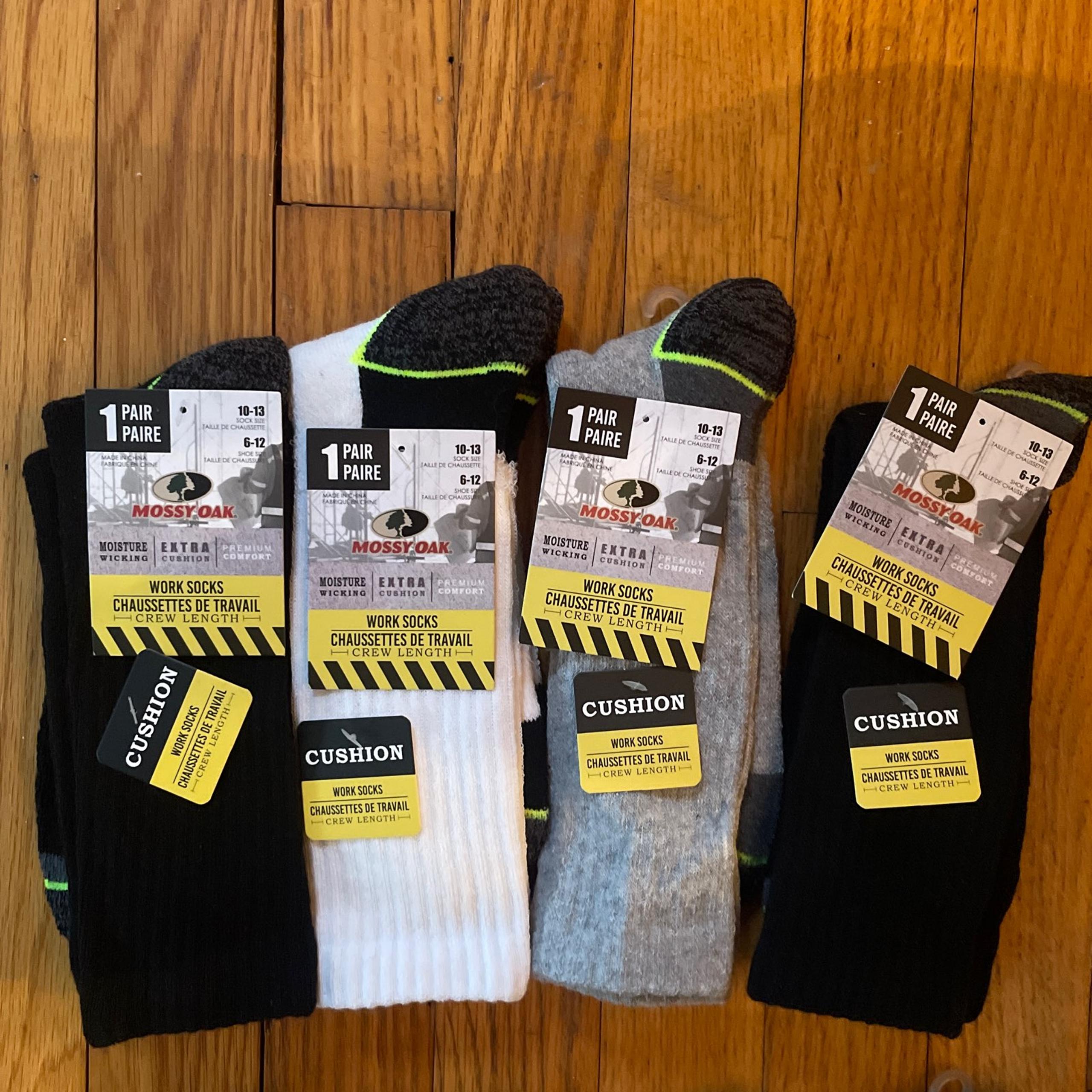 New Men's Mossy Oak Crew Cushion Work Socks