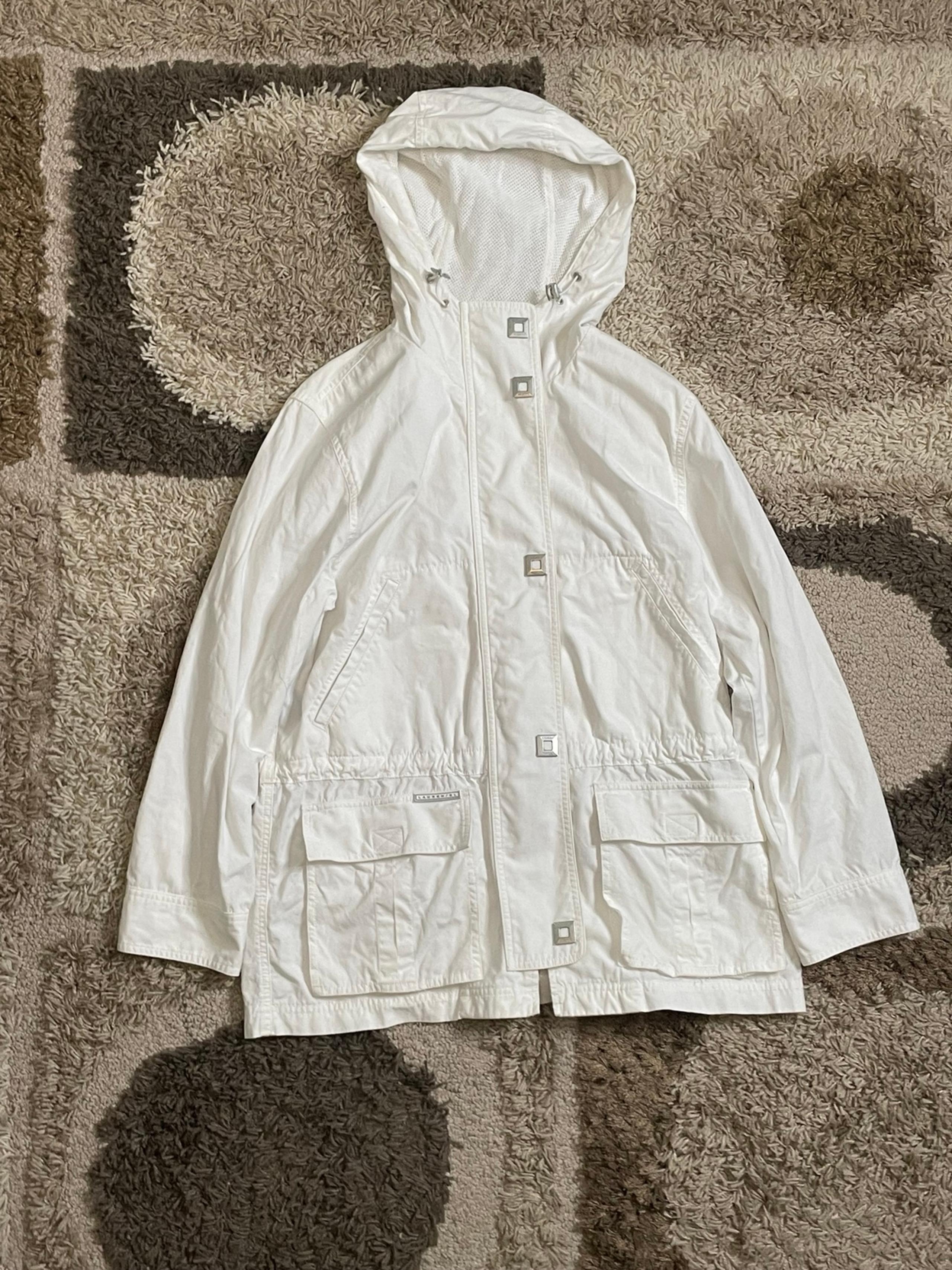 Vintage Lauren Ralph Lauren Parka Jacket Women Medium White Silver Metal Clasp
