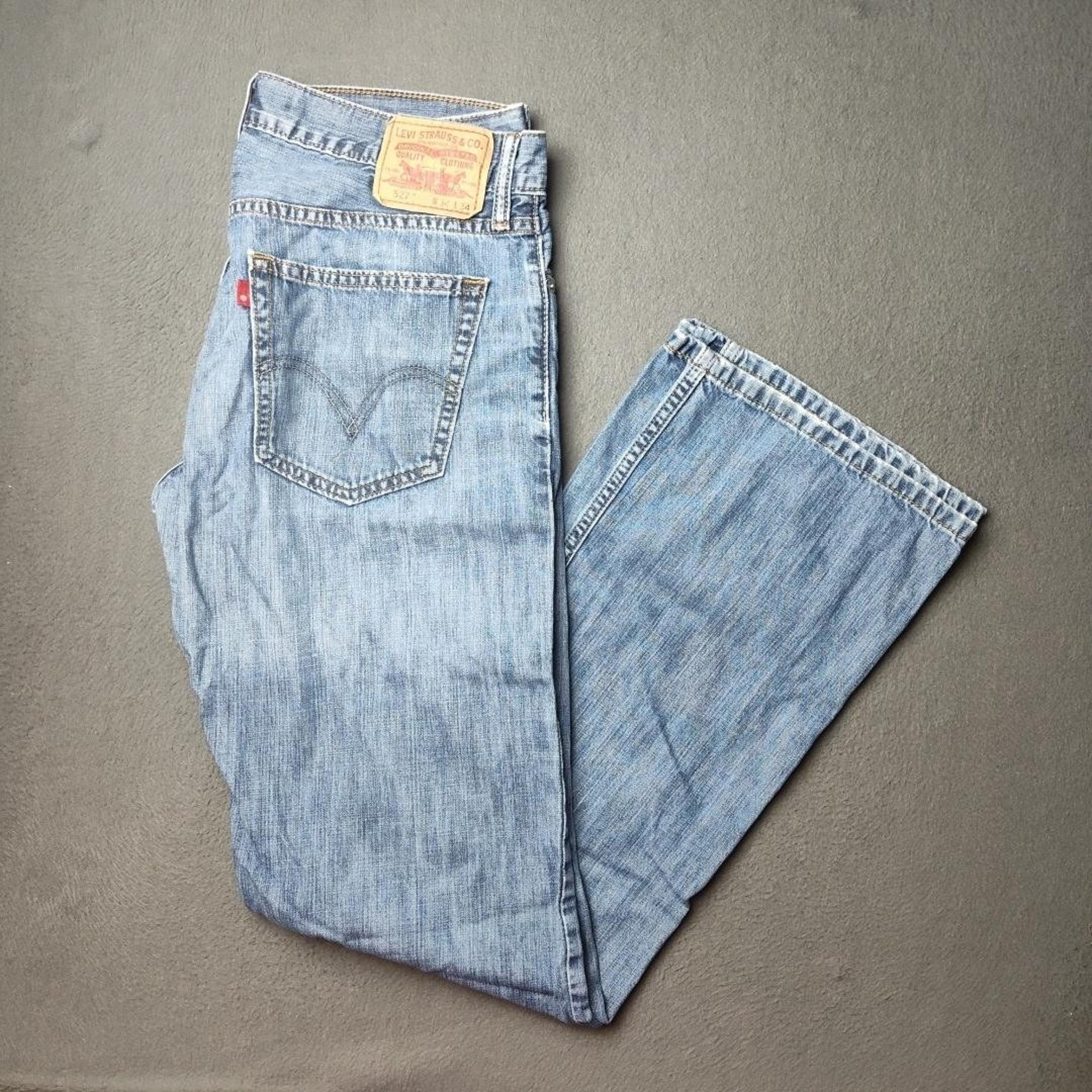Levis 527 Jeans Mens 34x34 Blue Bootcut Distressed Denim 100% Cotton Pants