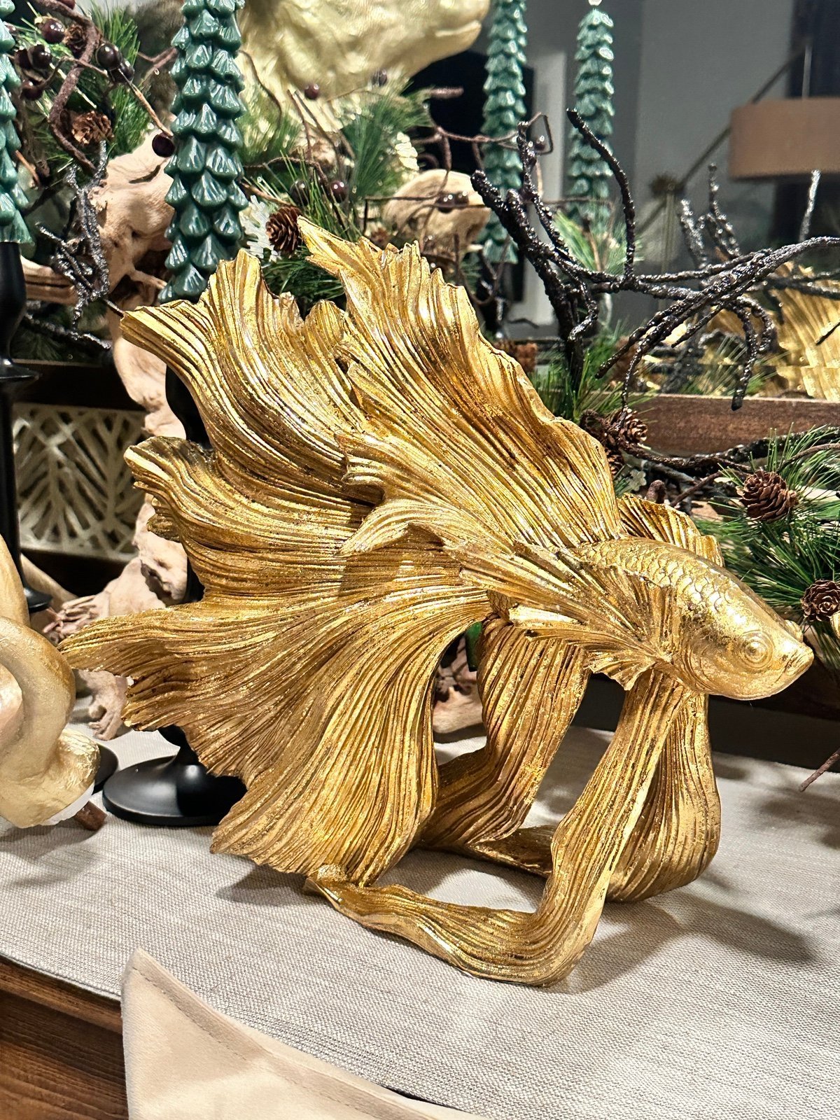 Gold betta fish sculpture