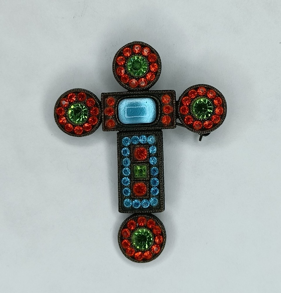 Poggi Paris Jeweled Cross Brooch