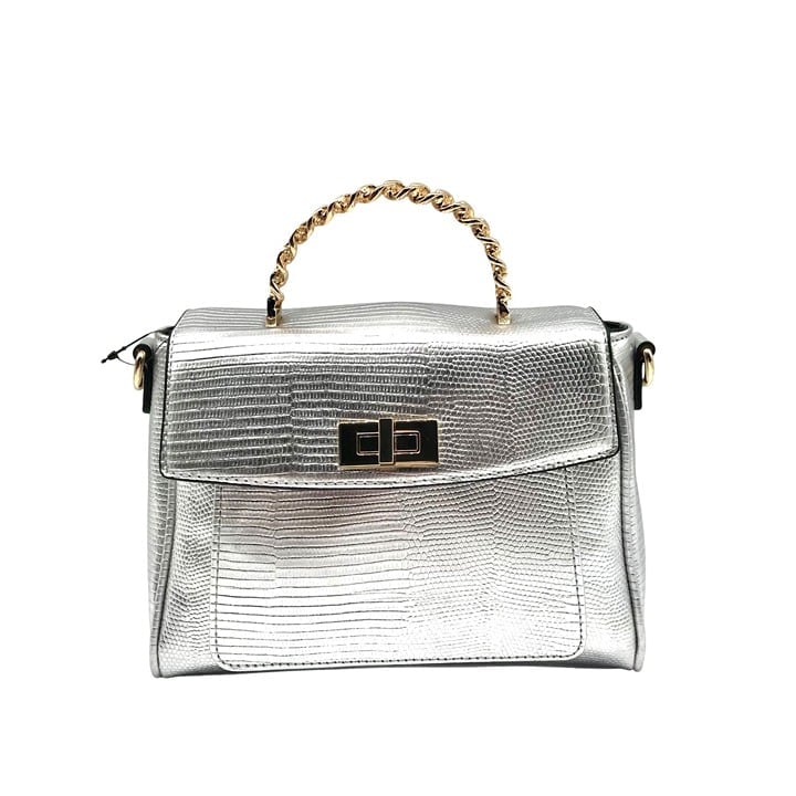 I.N.C. International Concepts Silver Faux Leather Emiliee Lizard Satchel - NWT