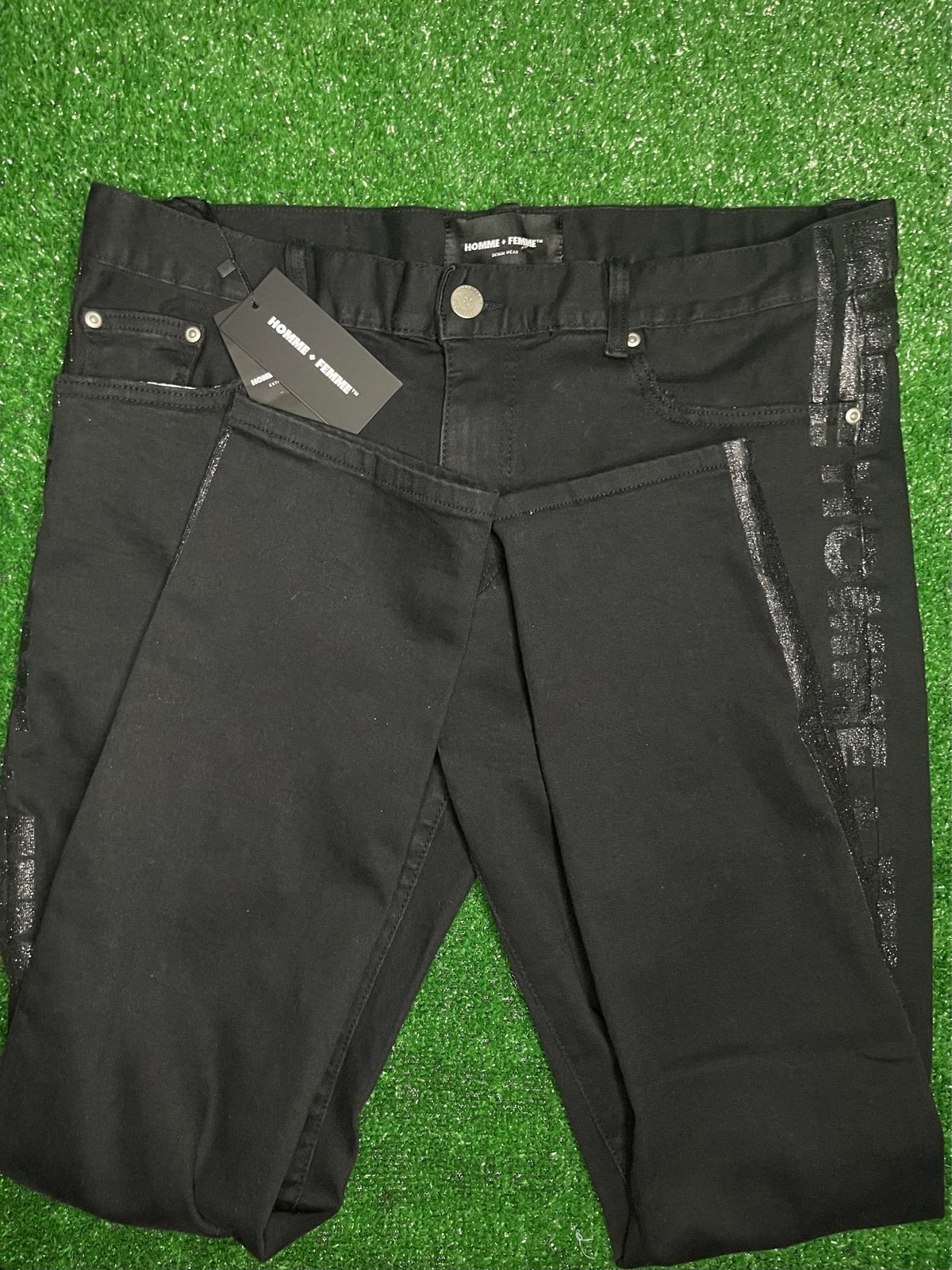 Homme + Femme TRADEMARK DENIM BLACK WITH BLACK STRIPE