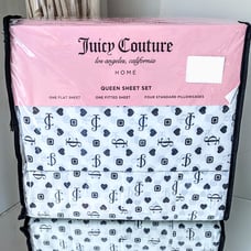 Juicy Couture JC Logo Heart Print QUEEN Sheet Set
