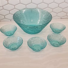 Fire King Soreno Turquoise Glass bowl set