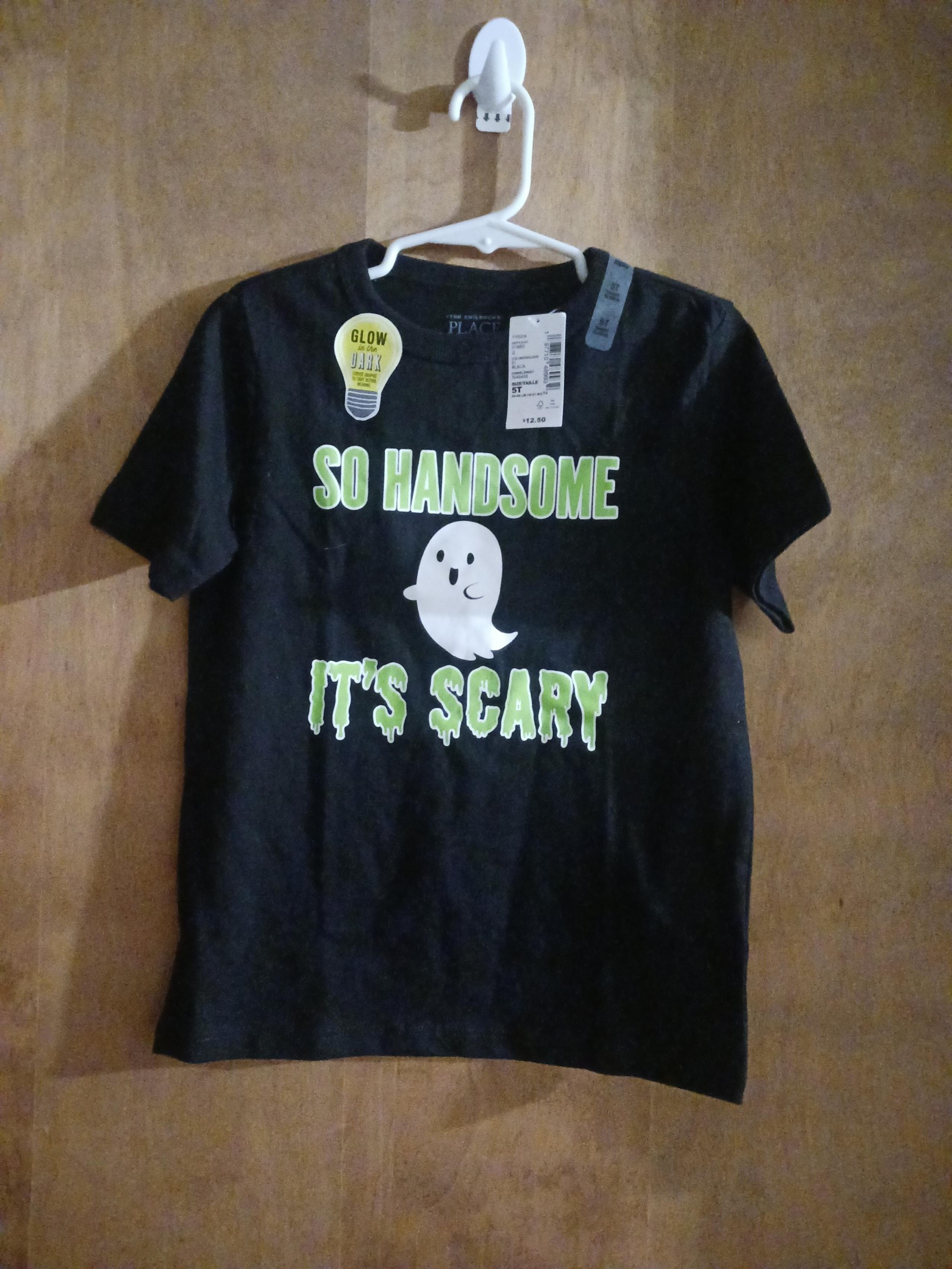 NWT Toddler Boys Glow Handsome Graphic Tee - black
