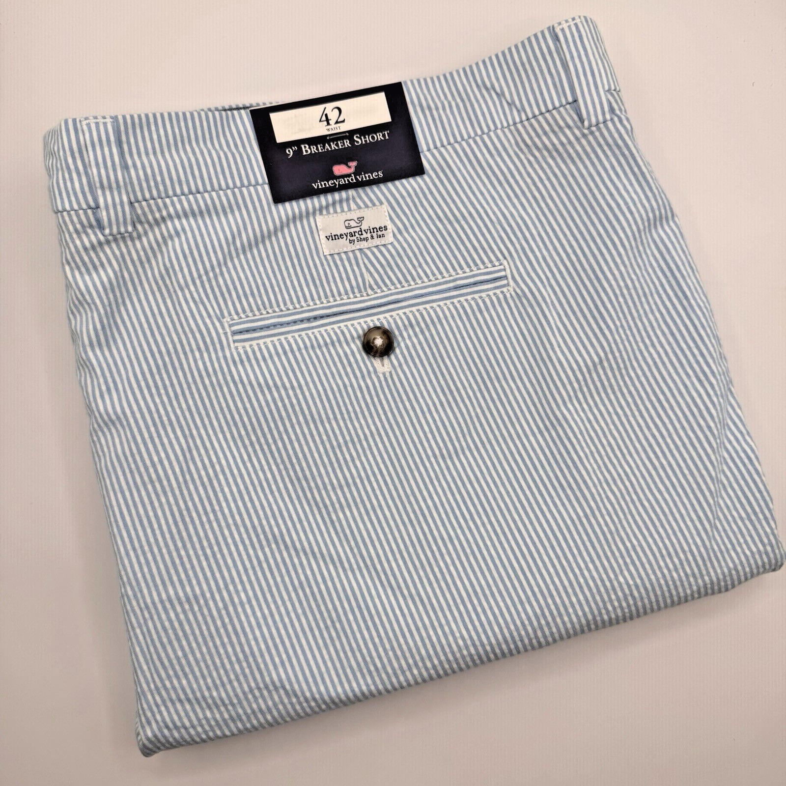 Vineyard Vines Men's 42 9 Seersucker Breaker Shorts Striped Bayside Blue NEW