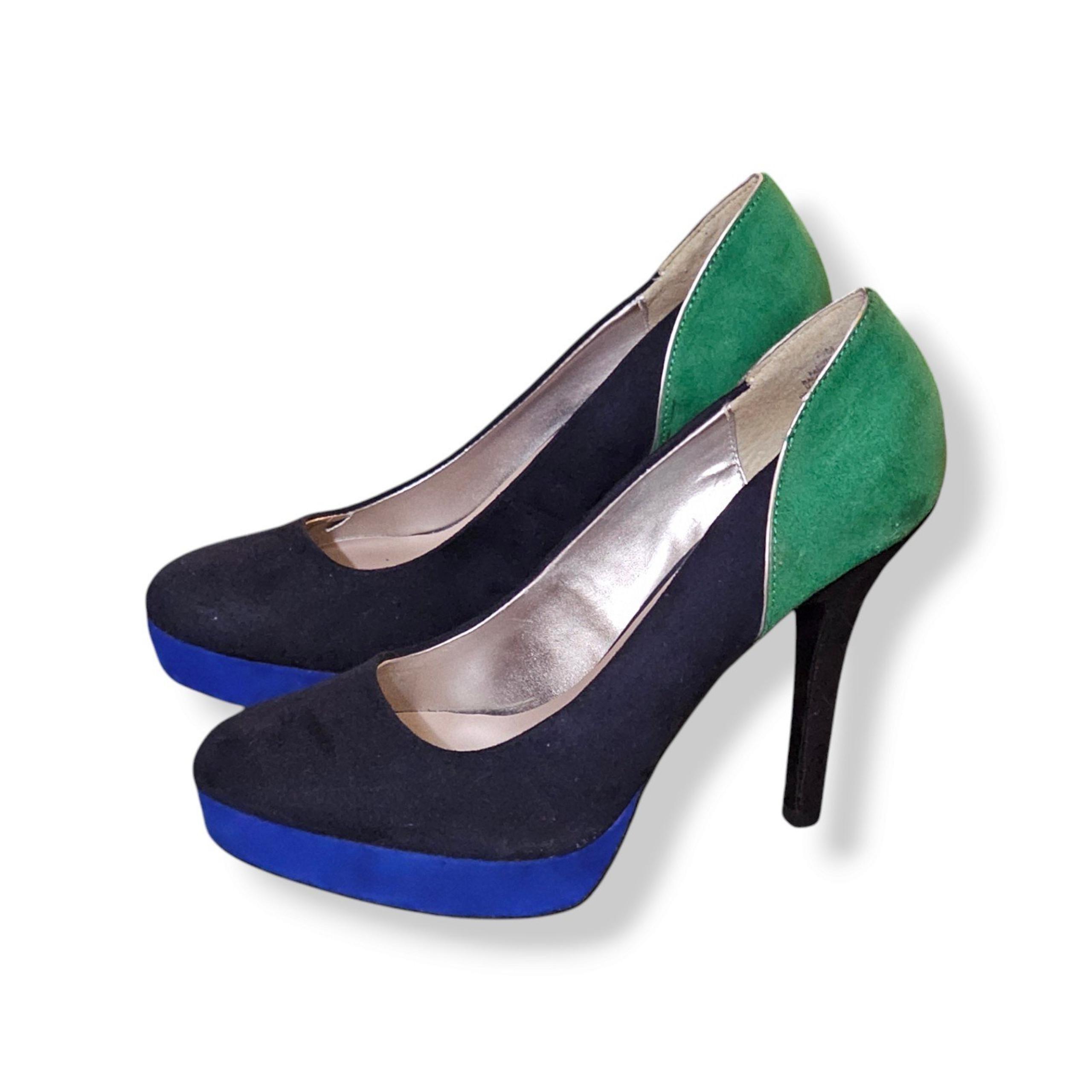NINE & Co Suede Colorblock Platform Pump Stiletto Heels Size 7.5