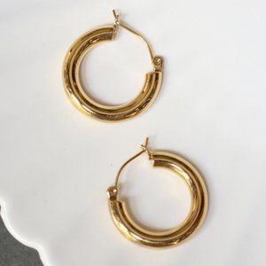 NEW Small Gold Round Tube Hoop EARrings 3039