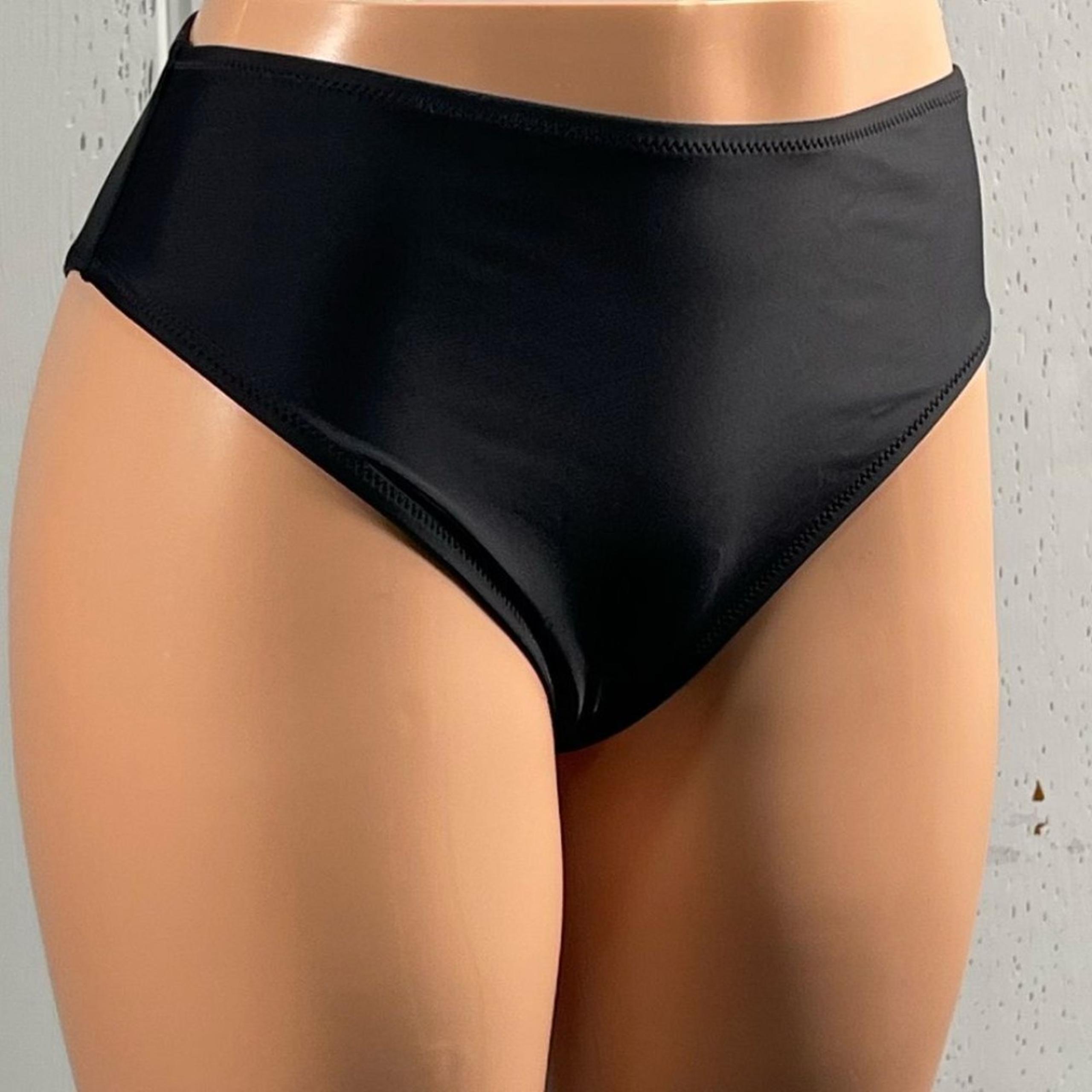 * Relleciga Women's Black High Waist Bikini Bottom Sz M