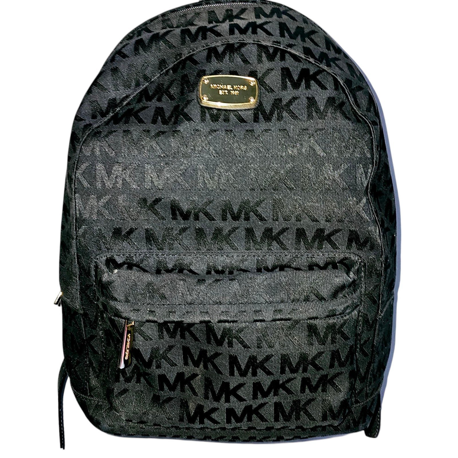 ✨Michael KORS✨MK Signature LARGE Backpack Black Jacquard Gold Logo