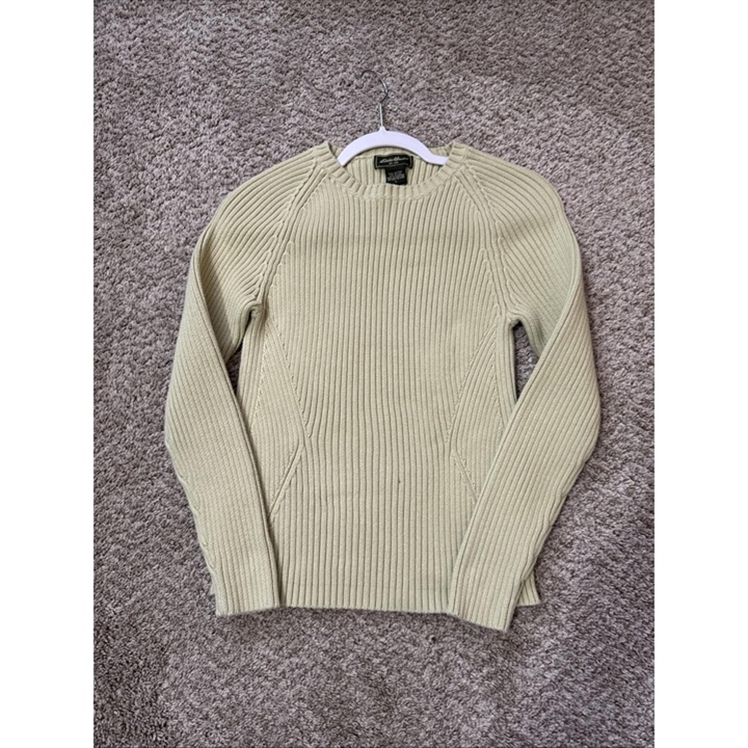 Womens Eddie Bauer Light Green Cable Knit Boat Neck CLU