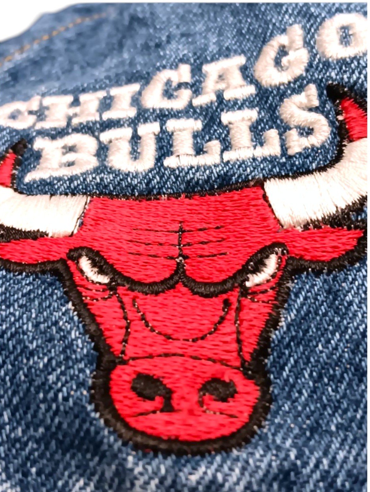 Vintage Lee Sport 100% Cotton Denim Jacket Chicago Bulls Embroidery Medium
