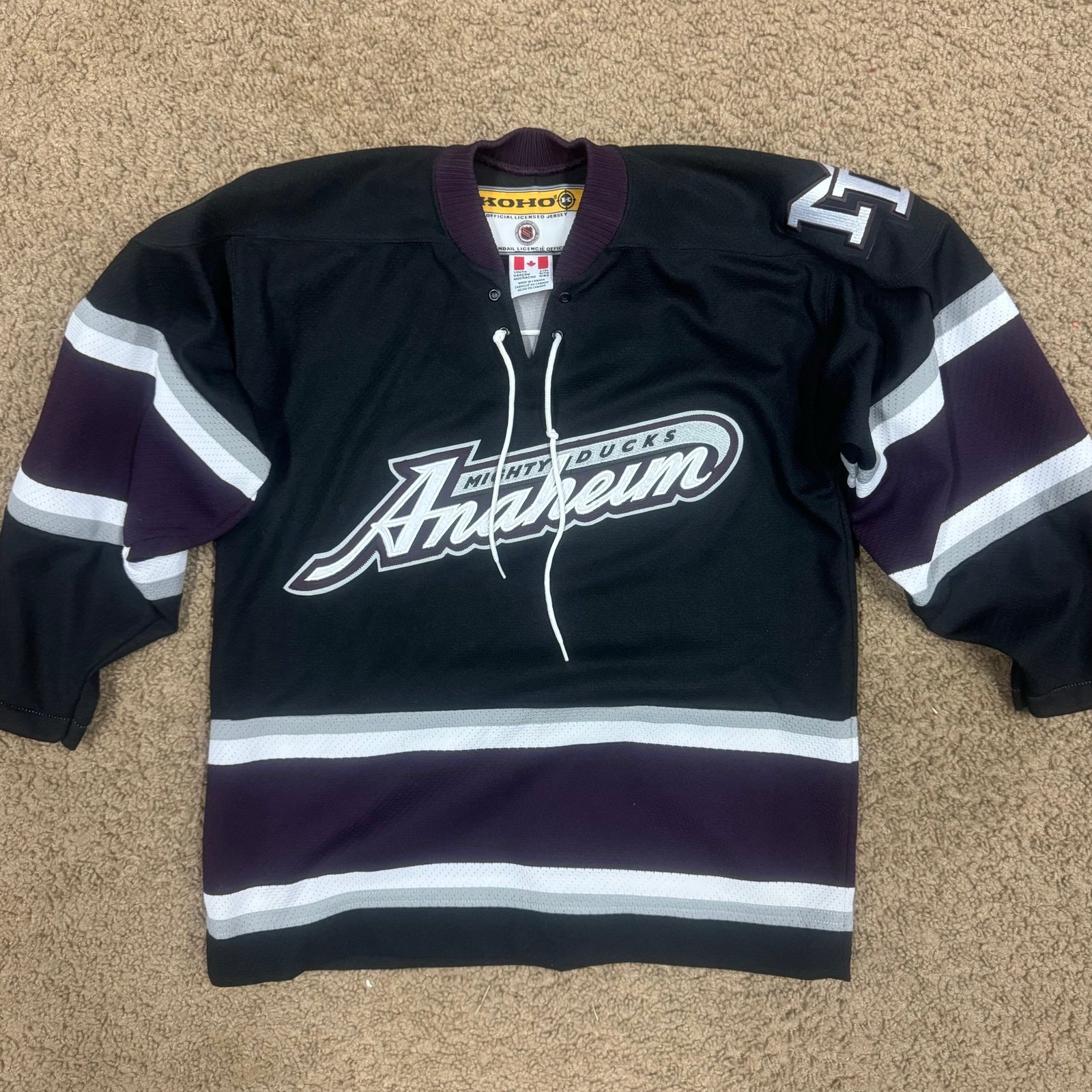 Vintage Anaheim Mighty Ducks *Youth L/XL* KOHO Black Blank Hockey Jersey NHL