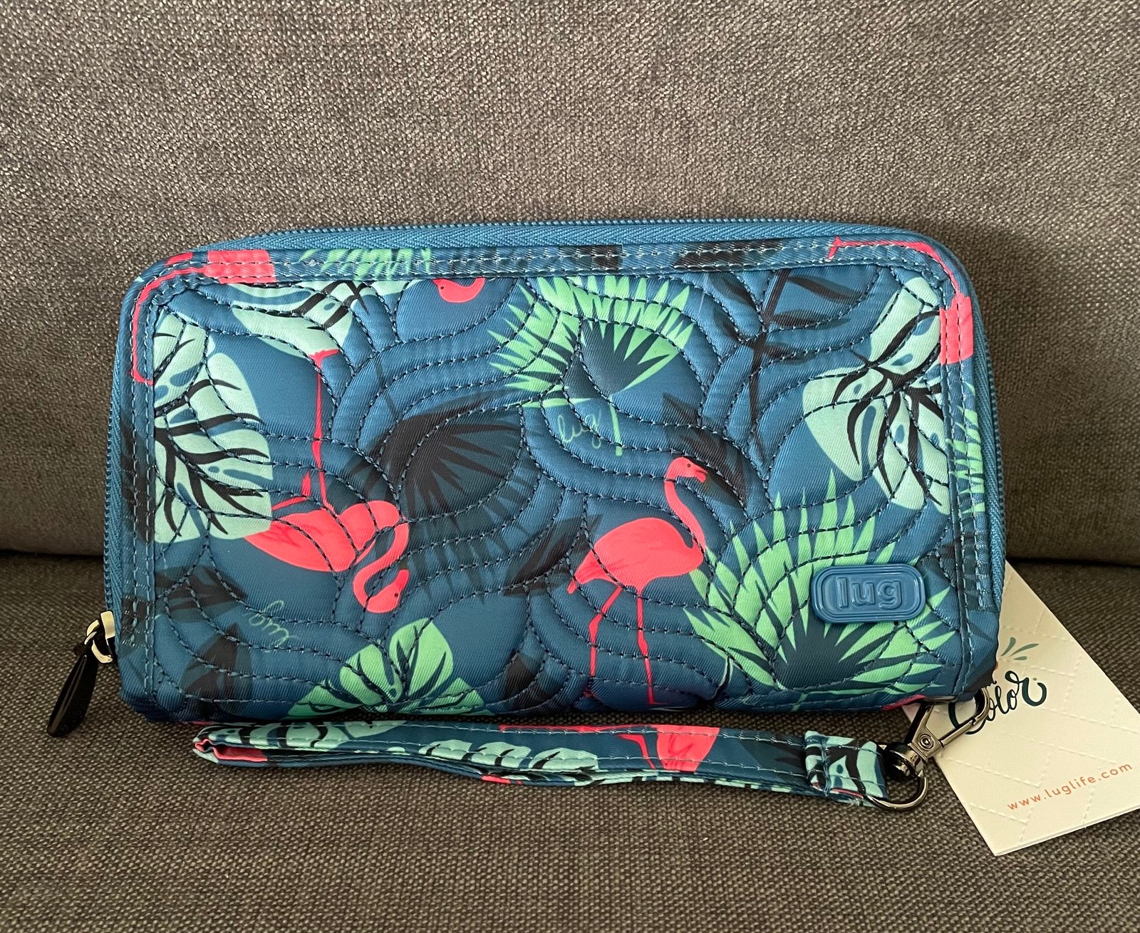 NEW Lug Splits XL Wristlet RFID Wallet - Flamingo Blue