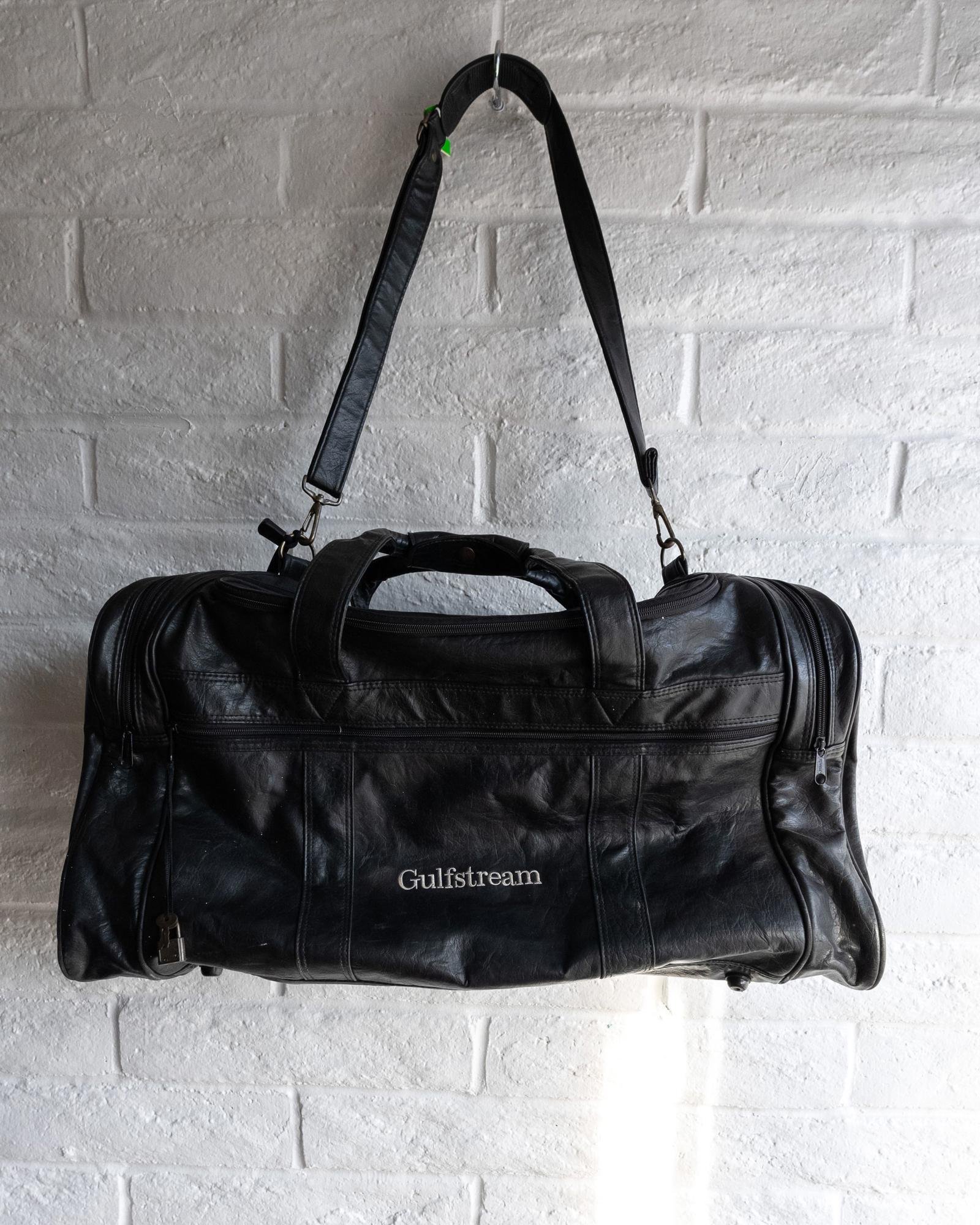 Vintage Gulfstream Soft Black Leather Duffle Bag Luggage