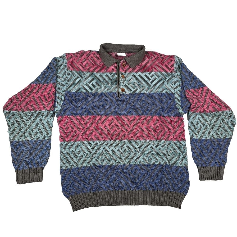 Vintage Gin Tonic Sportswear Colorblock Collared Knit Sweater Men's Size Medium