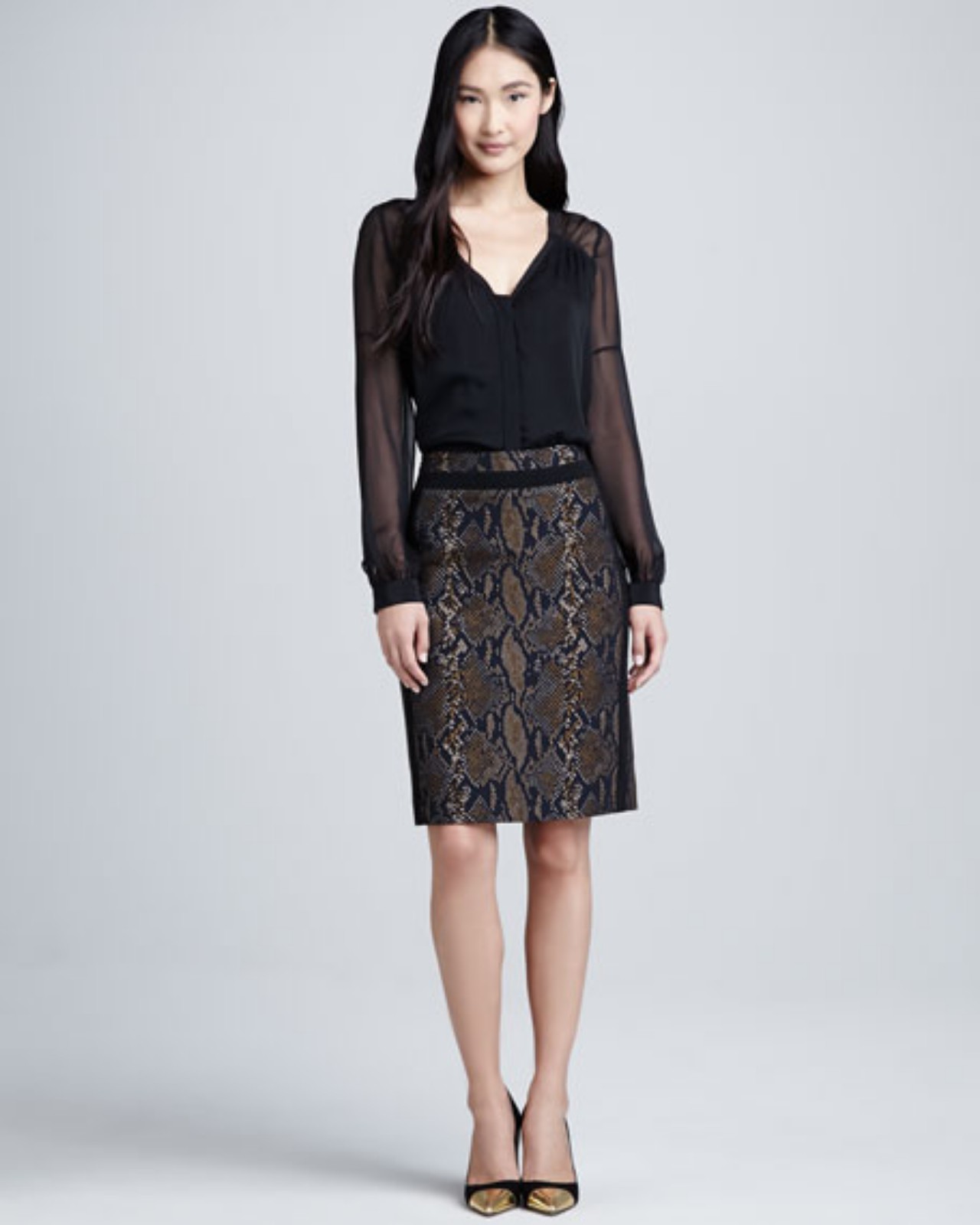 Diane von Furstenberg Marta Python-Print Pencil Skirt Size:8