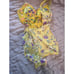 Vtg 50s 60s Peter Pan Swimwear 1 Piece Swimsuit Yellow Floral Built In Bra XS/S