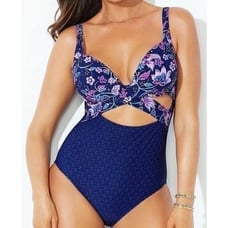 NWT Swimsuits For All Women's Tummy Control Starps Cutout One Piece Swimsuit 20