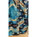Chicos 1 Blue Beige Embroidered Open Front Long Sleeve Lined Jacket Womens