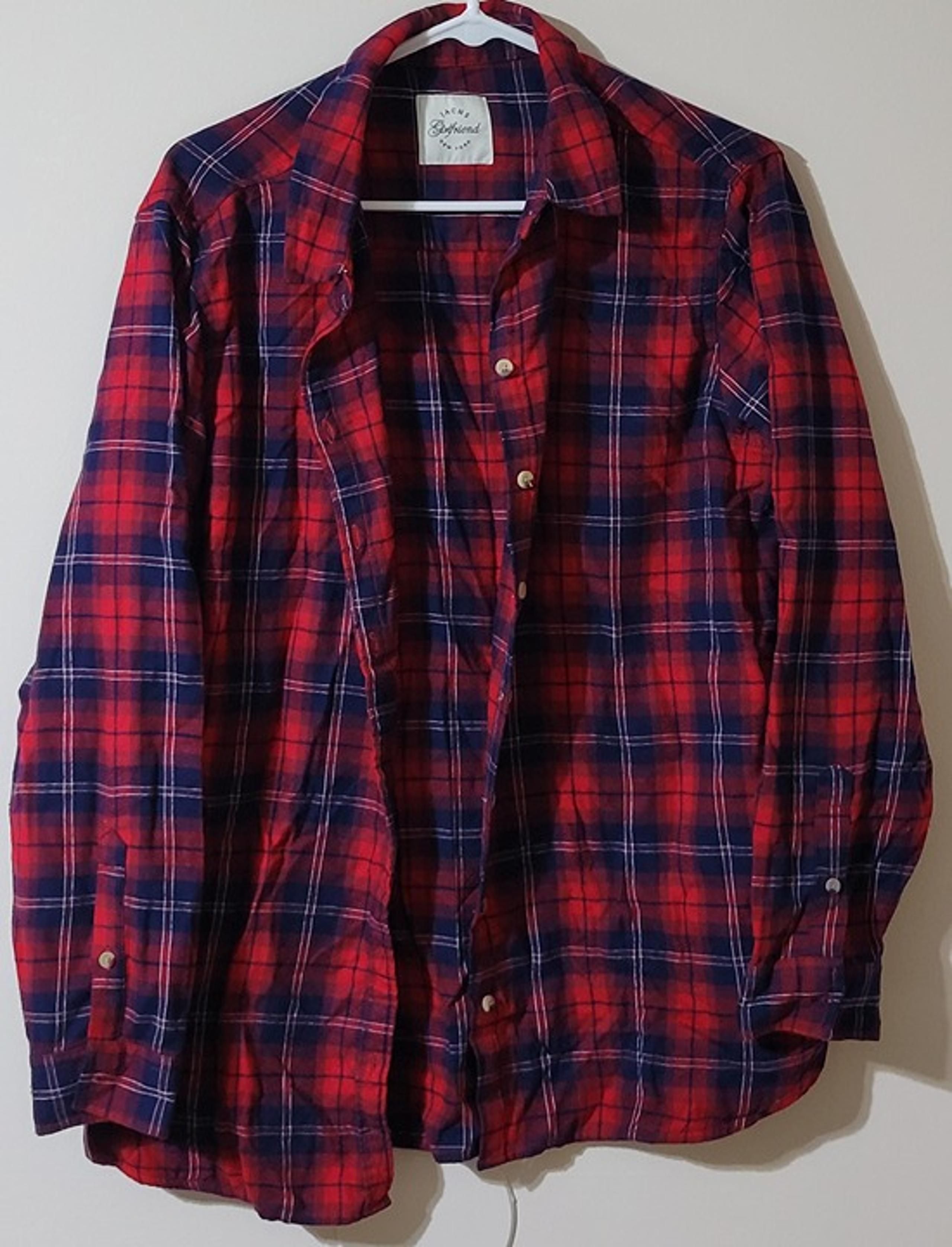 Jach's Girlfriend Large Women's Red Plaid Button Down Shirt Long Sleeve-JG111224