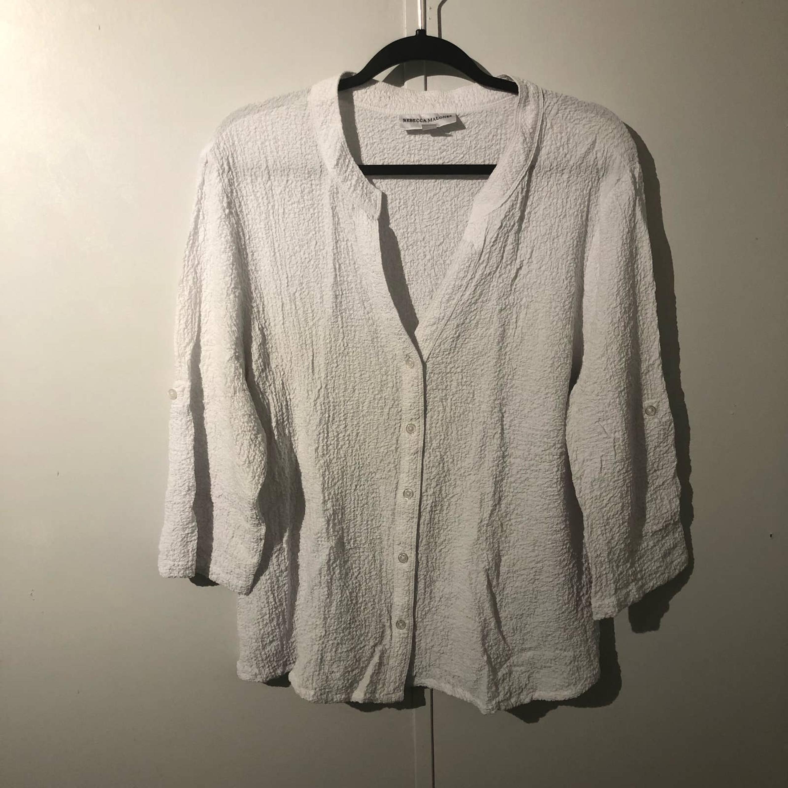 Rebecca Malone V-Neck Button Down Blouse | Women's Size XL