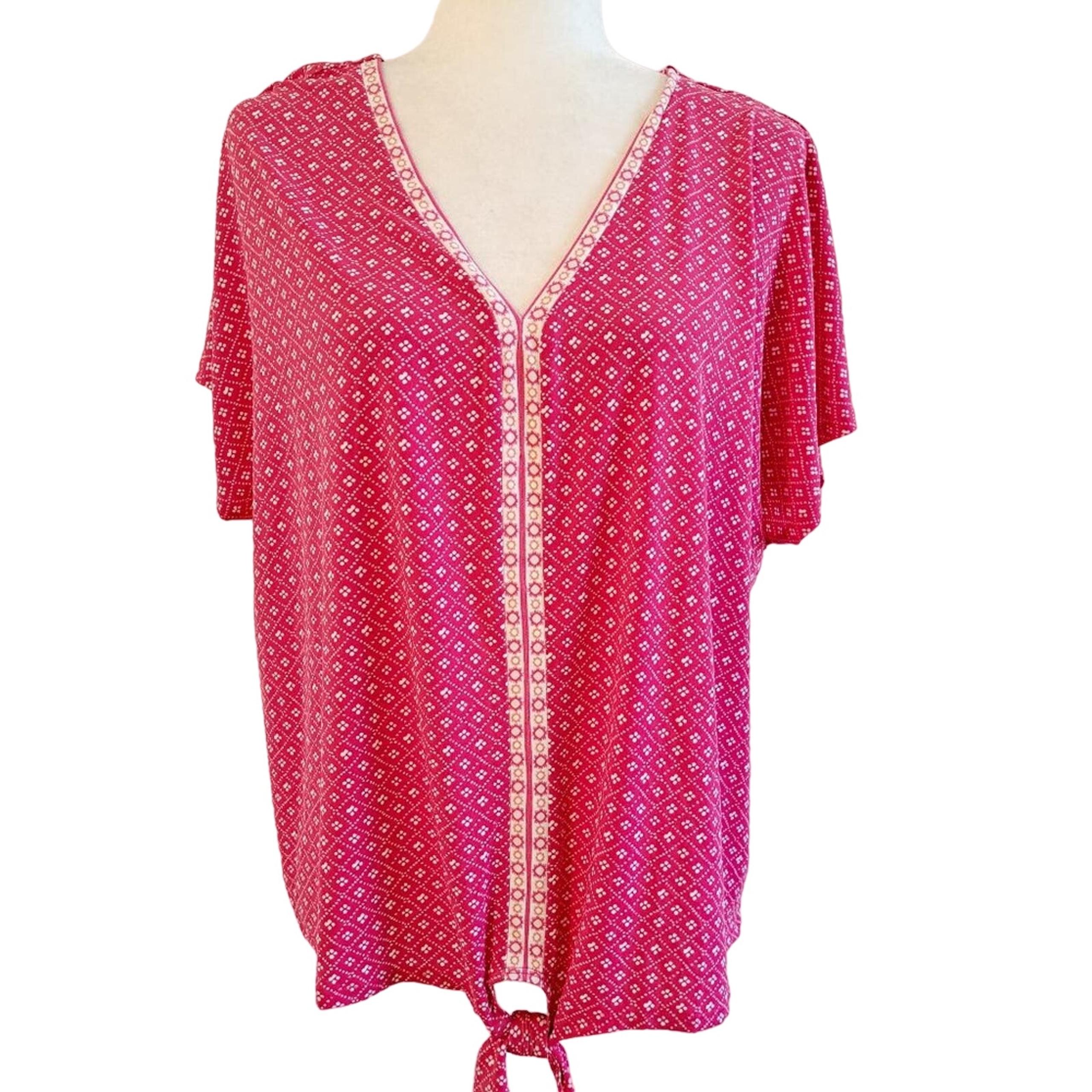 JM Collection Tied Waist V-neck Top