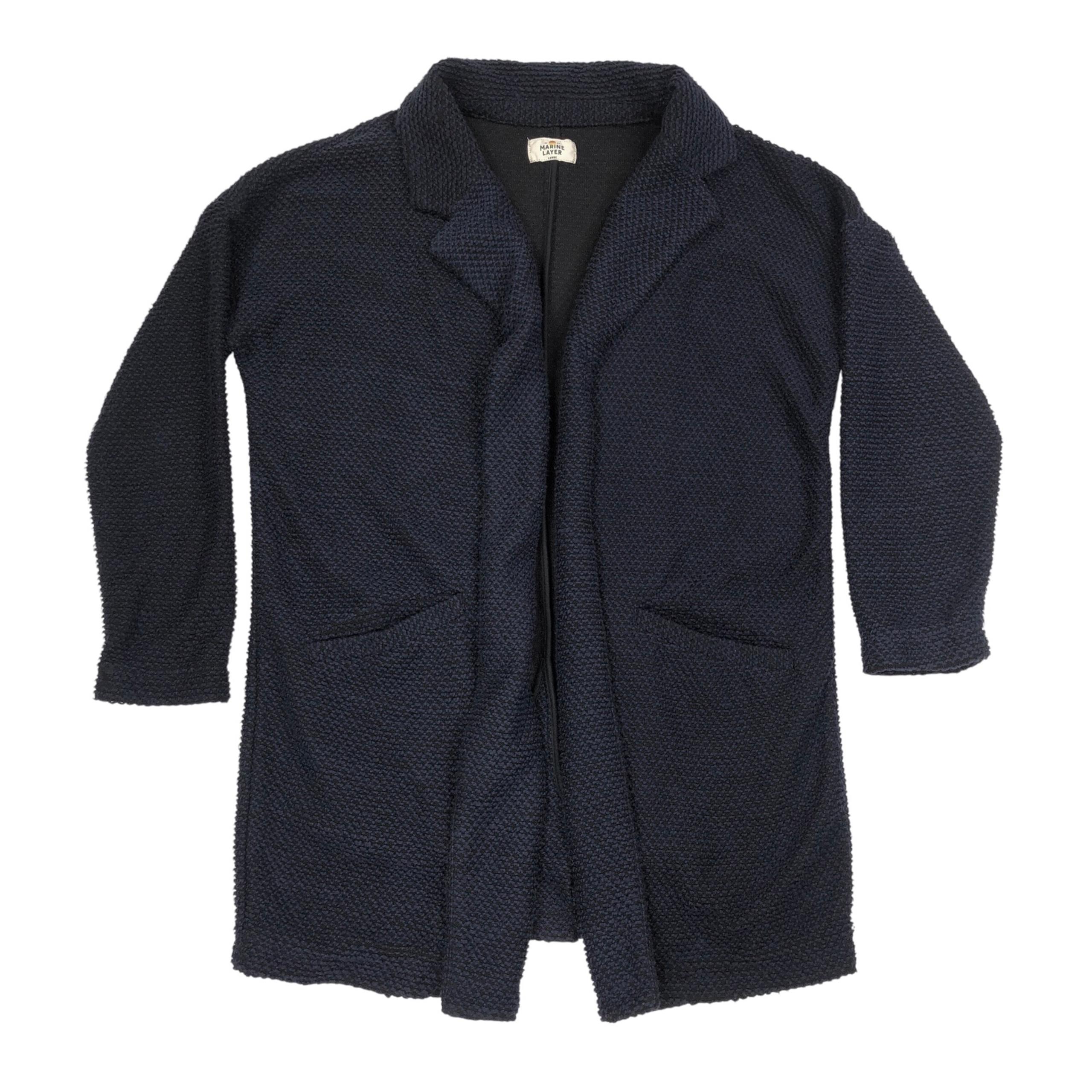 Marine Layer Women's Birdseye Open Front Cardigan Size Large Navy Blue