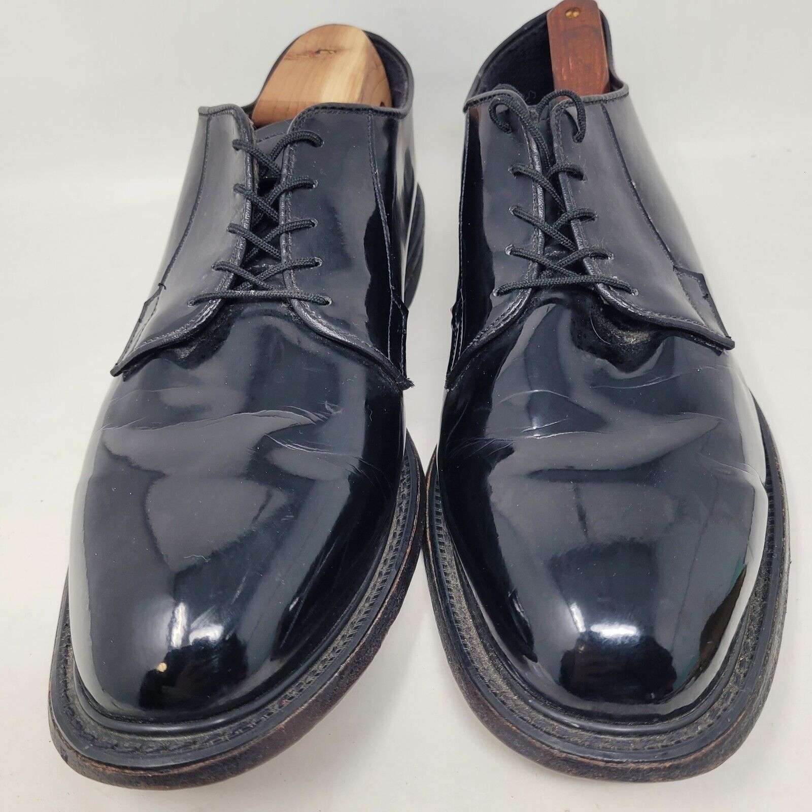 BATES Men's size 12 D Uniform Gloss Black Patent Dress Shoes 00007 Service Navy