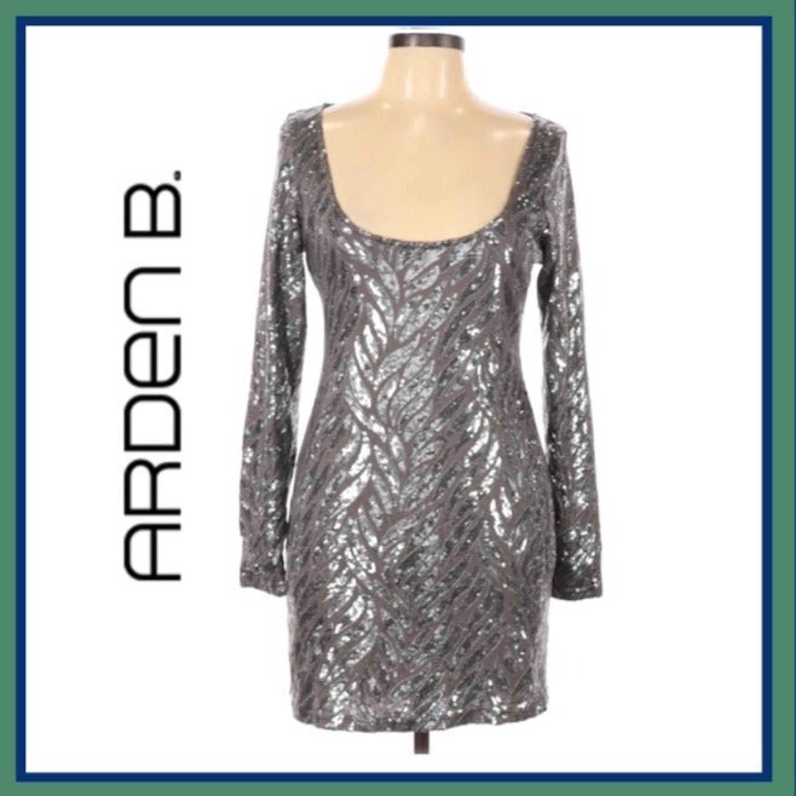 Arden B Long Sleeve Sequin Mini Dress