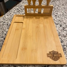Harley Davidson Charcuterie Board with knife set