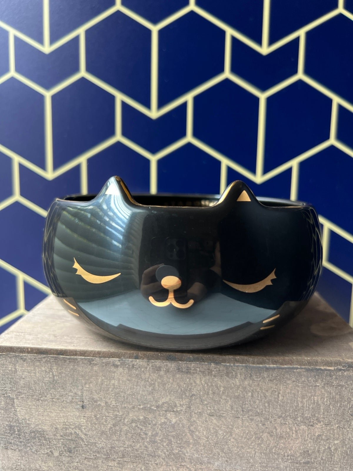 Starbucks Fall Halloween Black Cat with Gold Accents Mini Bowl