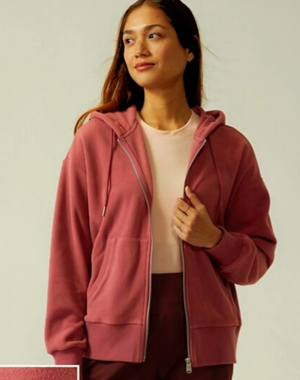 Athleta ❤️ Balance Microfleece Sweatshirt Full Zip Size 1X Tawny Rose Pink