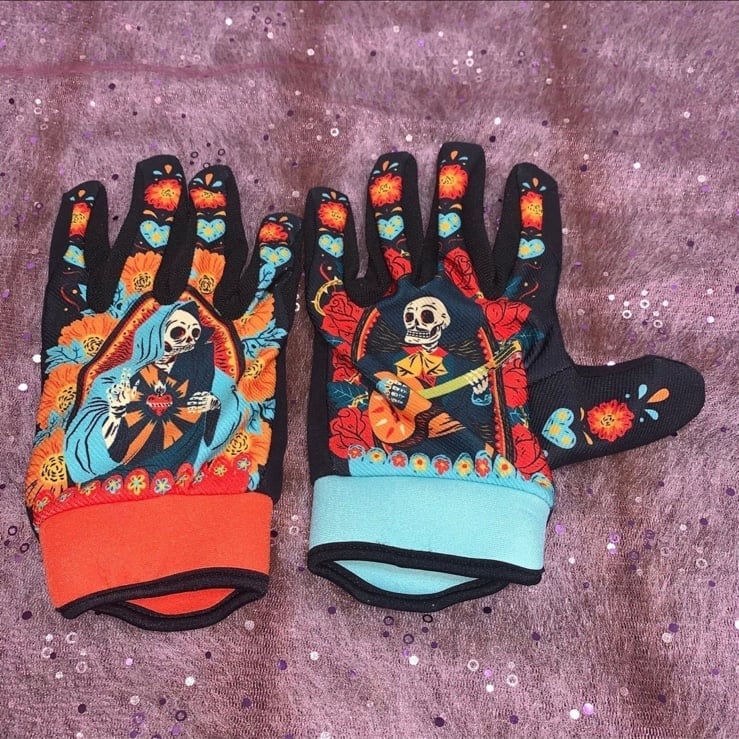 Day of the Dead- Dia De Los Muertos - Skull Ski Gloves for Man Women Punk Skull