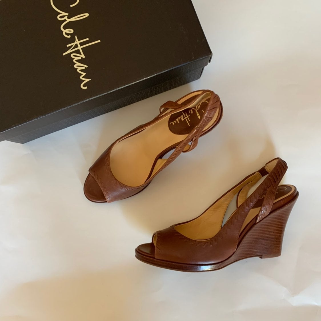 Cole Haan Nike Air Brown Leather Wedges