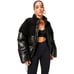 Good American Womens Faux Leather Short Puffer Jacket Sherpa Black 4 US XL