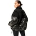 Good American Womens Faux Leather Short Puffer Jacket Sherpa Black 4 US XL