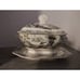 G. Phillips 1840s Transferware Peacock Pattern Creamer Lidded Bowl & Underplate