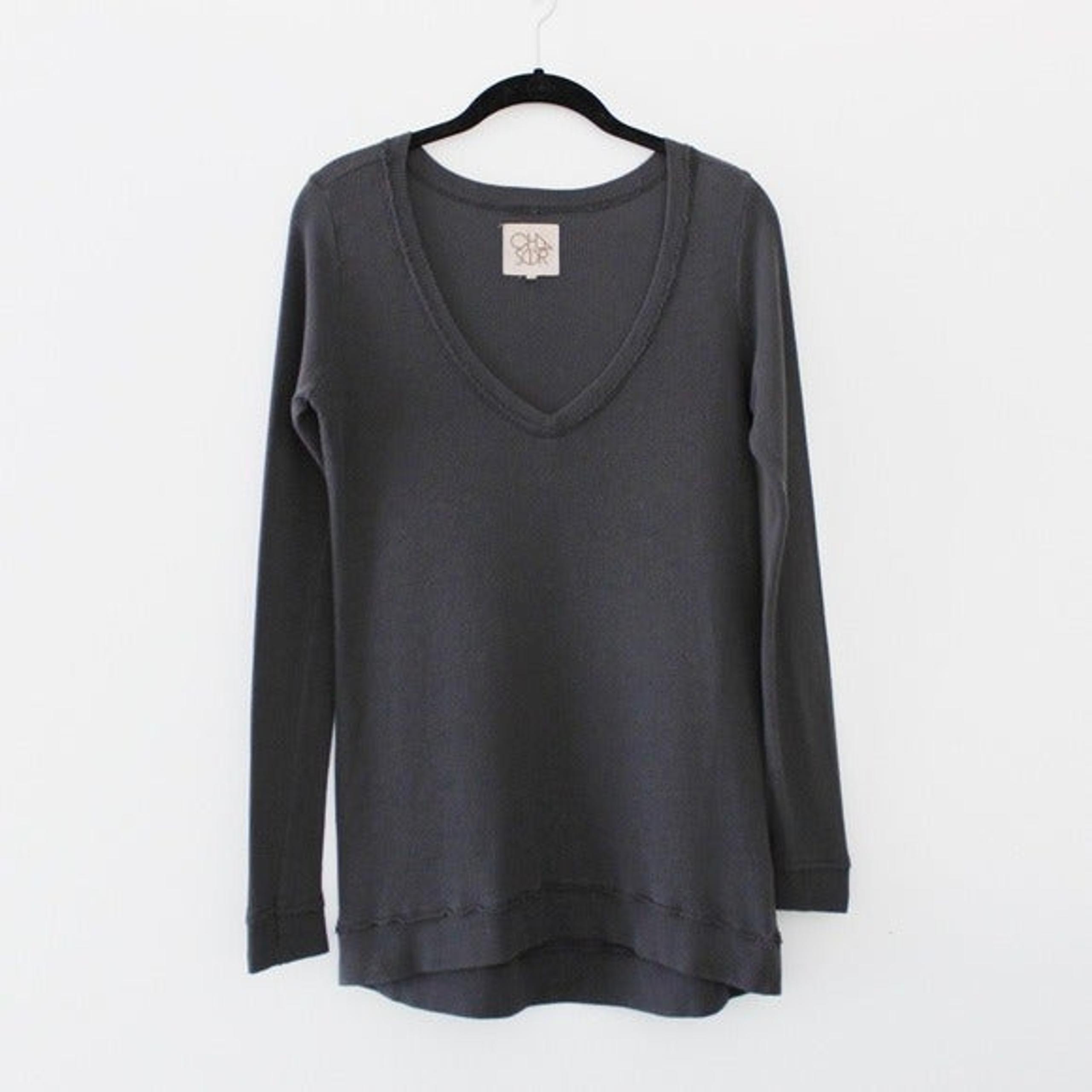 Chaser Deep V Neck Thermal Top Slate Grey Size Small Retail $64