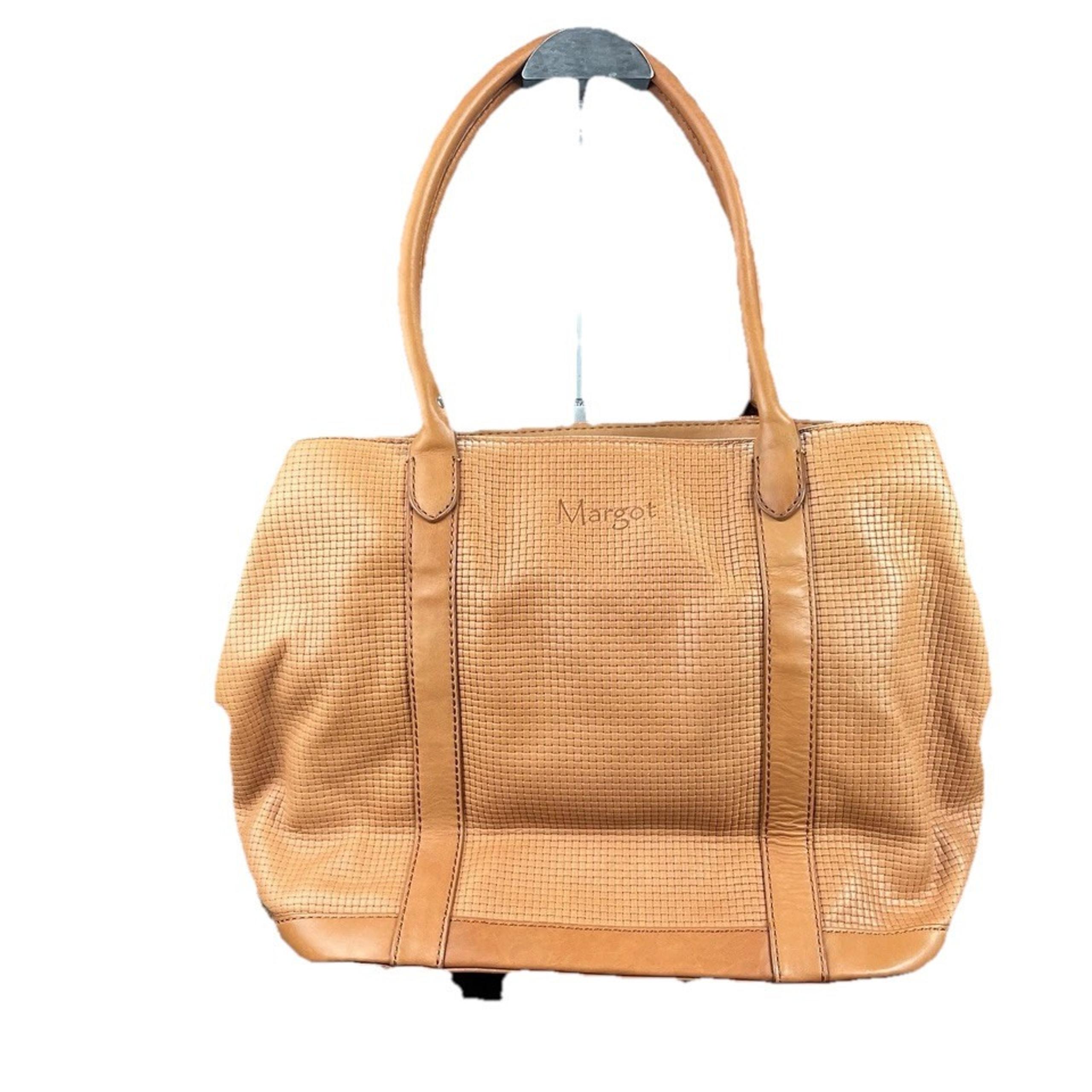 Orange Margot Shoulder Travel Carry All Tote Bag Leather Back Pocket Purse Walle