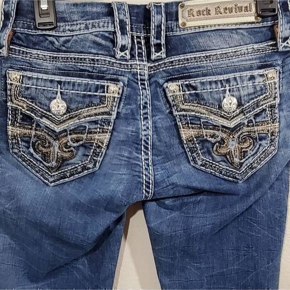 ROCK Revival Sukara medium wash bootcut jeans size 25 x 31